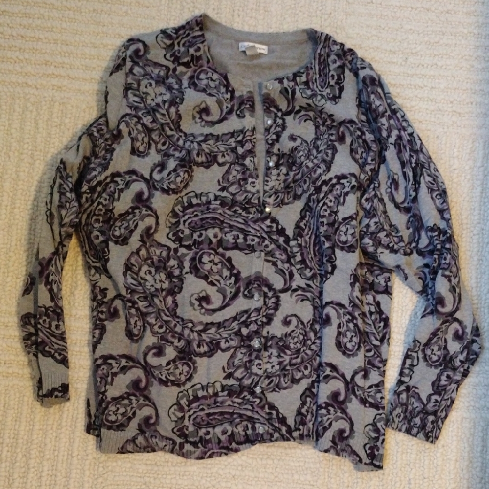 Croft & Barrow Gray and Purple Sweater